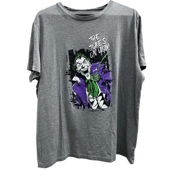 THE JOKER BATMAN DC COMICS gray The Jokes On You men’s tee sz XL - Picture 1 of 4